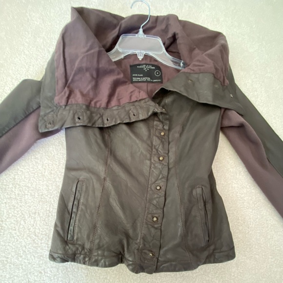 New Allsaints All Saints Kaito Brown Leather jacket XS UK6 US2 - Picture 3 of 15